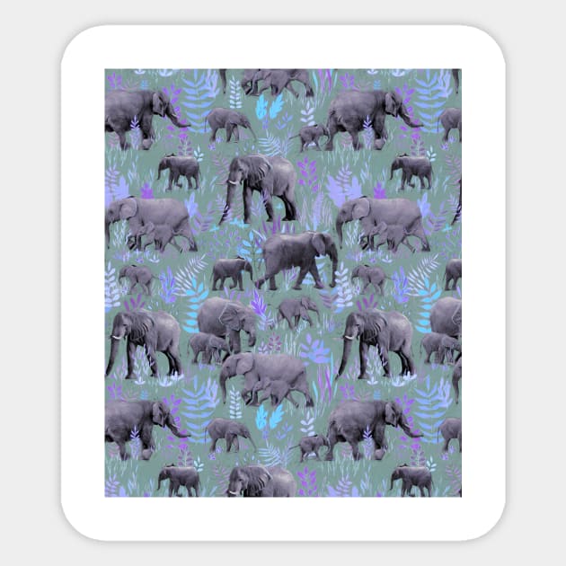 Sweet Elephants in Purple and Grey Sticker by micklyn